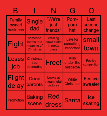 Hallmark Movie Marathon Bingo Card