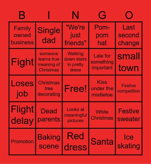 Hallmark Movie Marathon Bingo Card