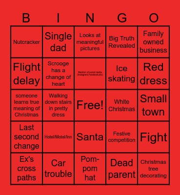 Hallmark Movie Marathon Bingo Card