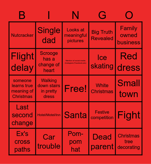 Hallmark Movie Marathon Bingo Card