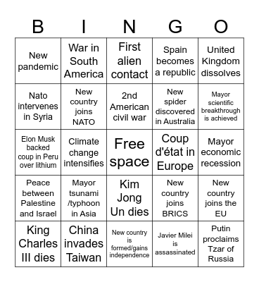 2025 Bingo Card