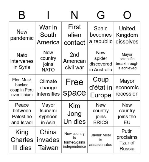 2025 Bingo Card