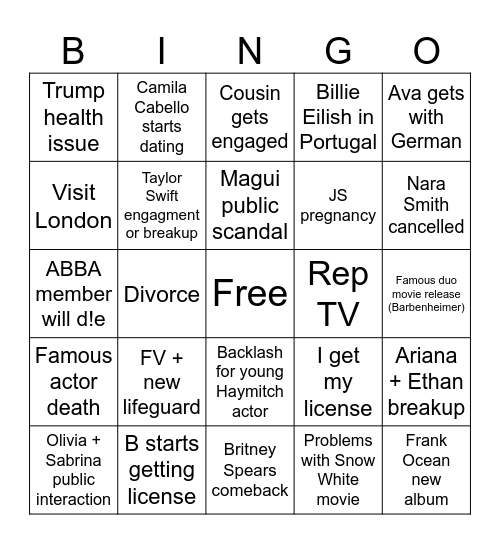2025 Bingo Card