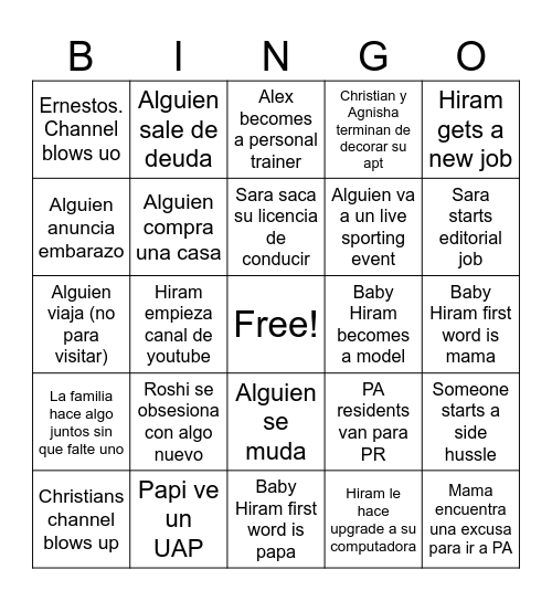 2025 Family Bingo Card