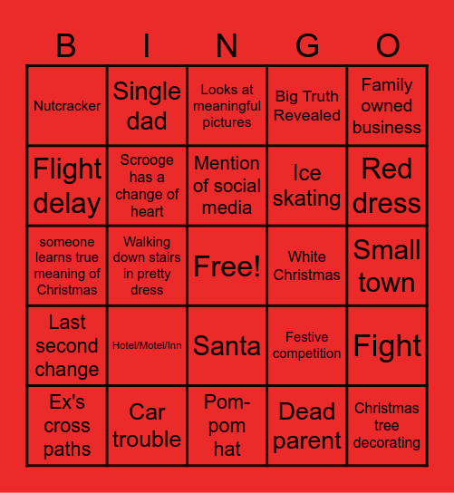 Hallmark Movie Marathon Bingo Card