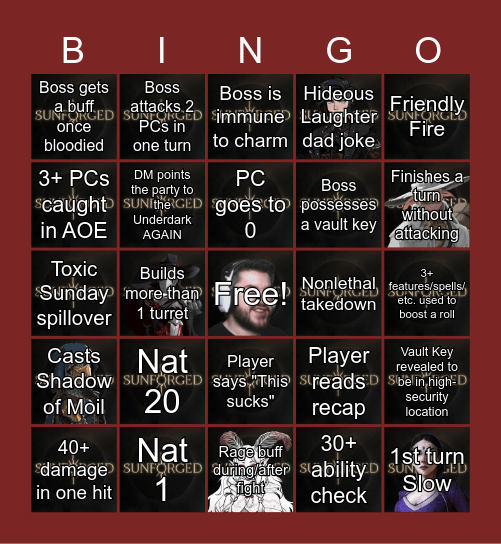 Sunforged Episode 54: Herald of Harshness Bingo Card