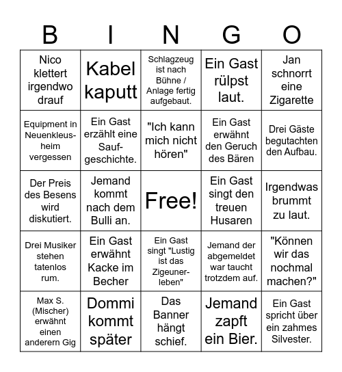 Bärenball 2025 Bingo Card