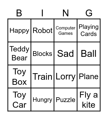 TOYS AND GAMES Bingo Card