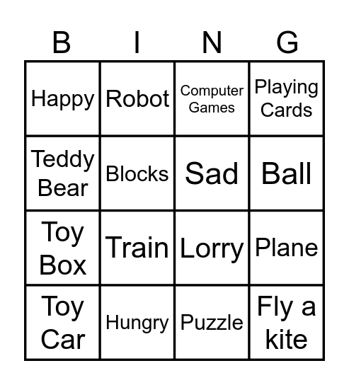 TOYS AND GAMES Bingo Card