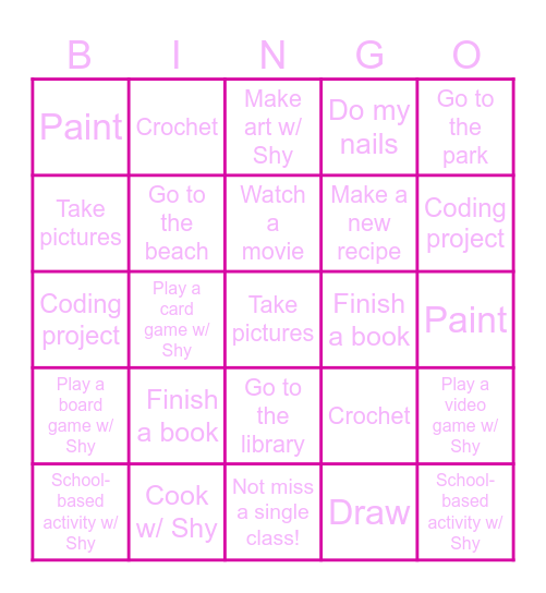 January Bingo Card