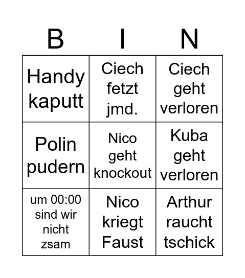 Polen Bingo Card