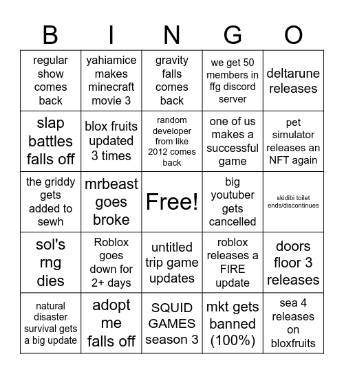 2025 bingo Card