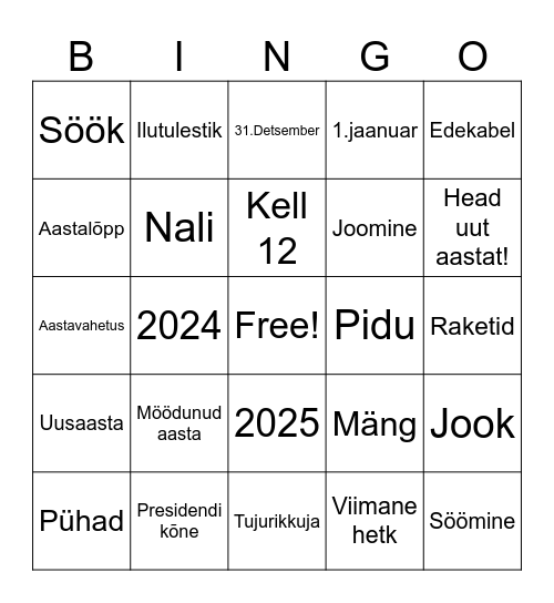 AASTAVAHETUS Bingo Card