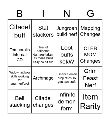 New years patch Bingo Card
