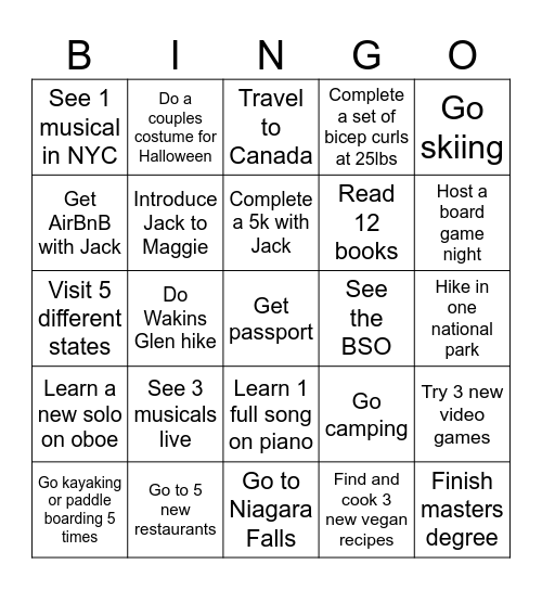 2025 Bingo Kaitlyn Bingo Card