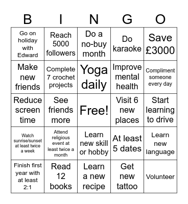 2025 Bingo Card