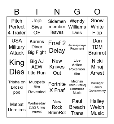 2025 Bingo Card