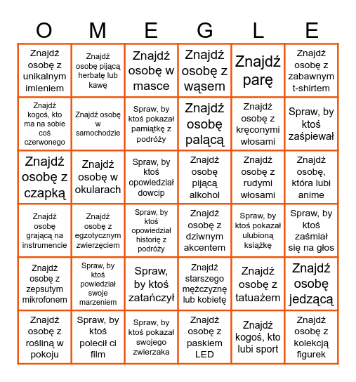 Omegle TV Bingo        By. woxek Bingo Card