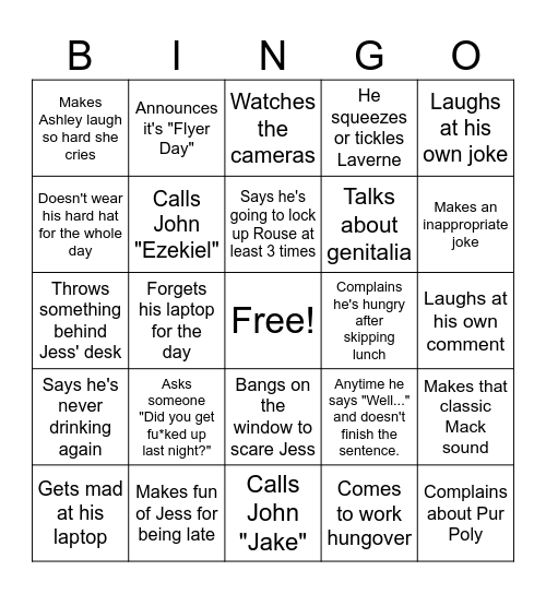 2025 Mack-isms Bingo Card