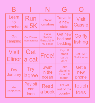 Cindy’s 2025 Bingo Card