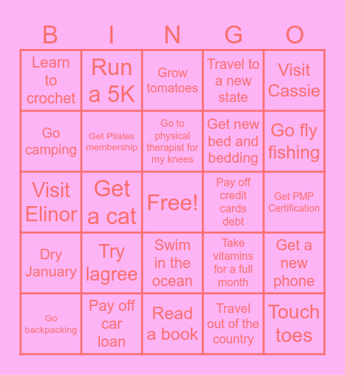 Cindy’s 2025 Bingo Card