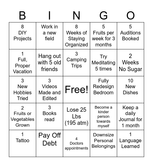 New Years Bingo Card Bingo Card