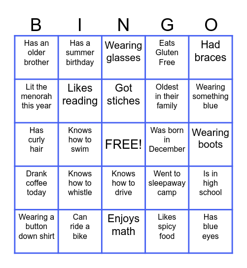 Hoffner Chanukah Bingo Card