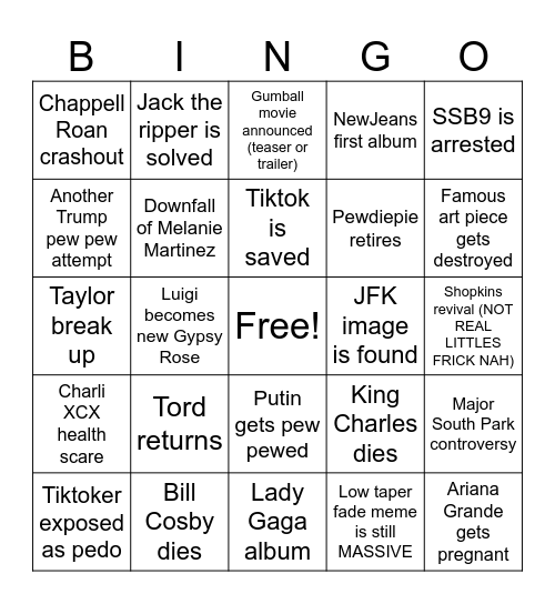 2025 Bingo Card