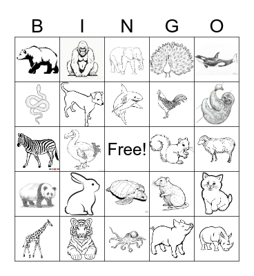 Animal Bingo Card