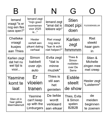 NYE 2024 -> 2025 Bingo Card