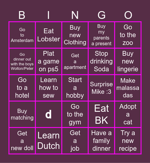 Bingo 2025 Bingo Card