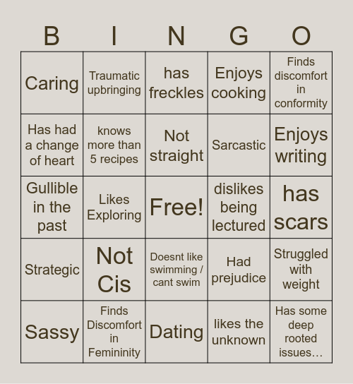 Tanner Kinnie Bingo Card