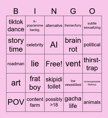 kys Bingo Card