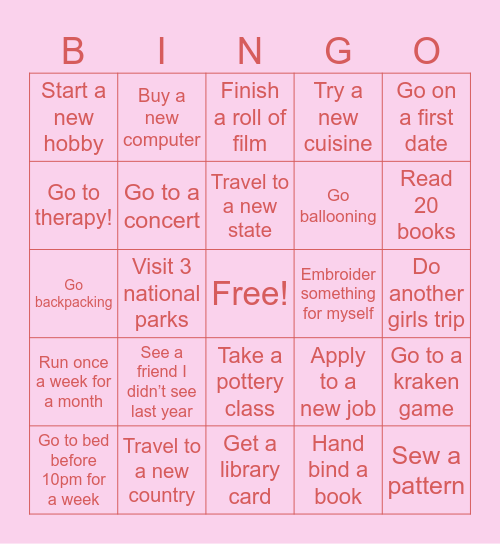 2025 Bingo Card