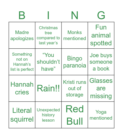 Christmas Bingo Card