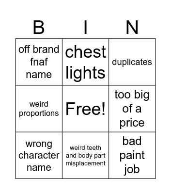 andie Bingo Card