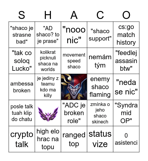 SHACO Bingo Card
