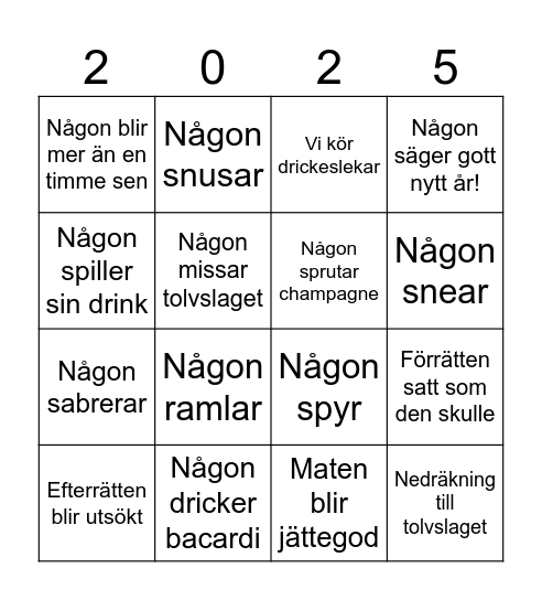 nyårsbingo Card