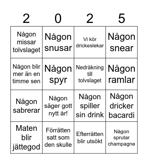 nyårsbingo Card