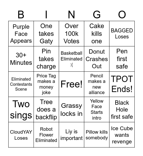 TPOT 15 Bingo Card