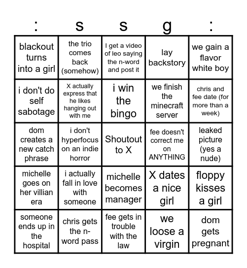 The winner's bingo card Bingo Card
