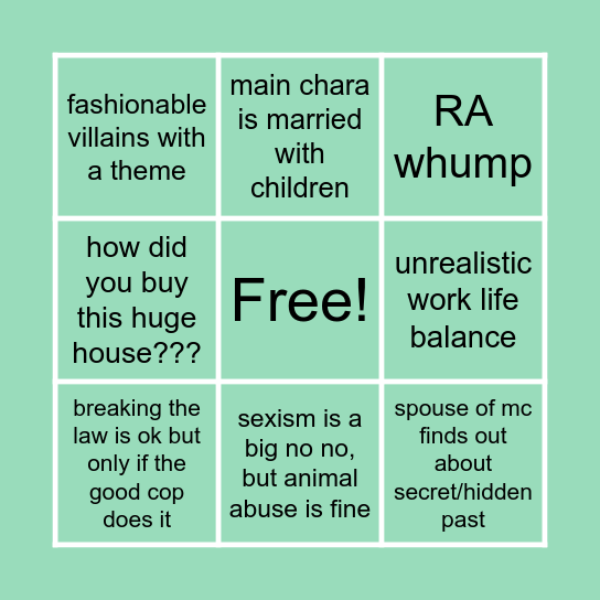 "Missing You" Bingo Card