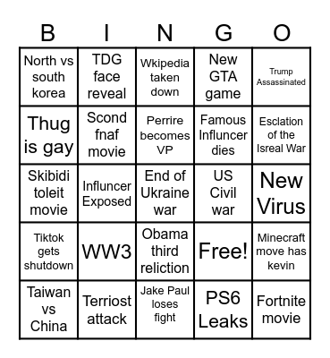 2025 Bingo Card