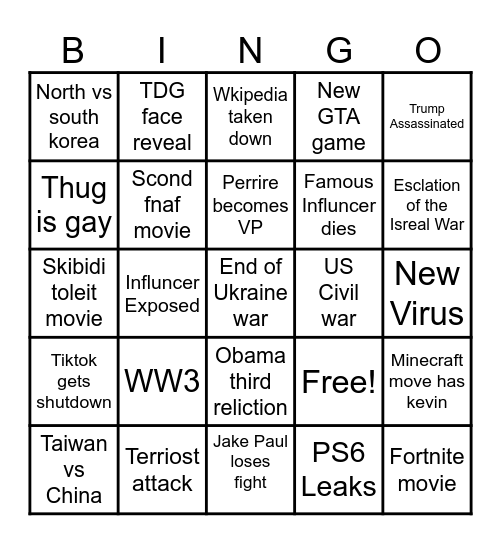 2025 Bingo Card