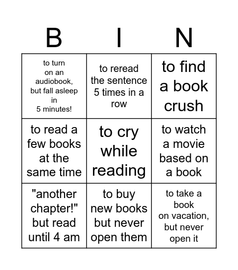 Book Bingo Card