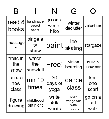 ❅ winter 2025 ❅ Bingo Card