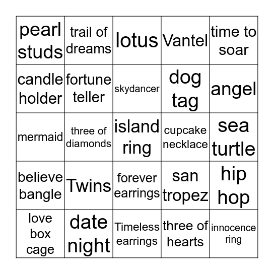 I got Pearls!! Bingo Card