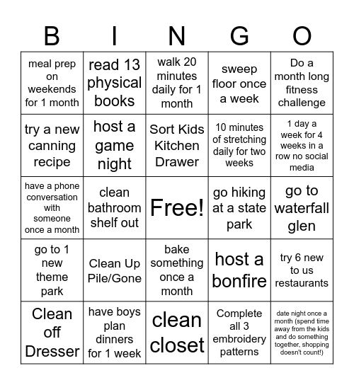 Leanne 2025 Bingo Card