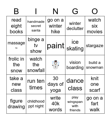 ❅ winter 2025 ❅ Bingo Card
