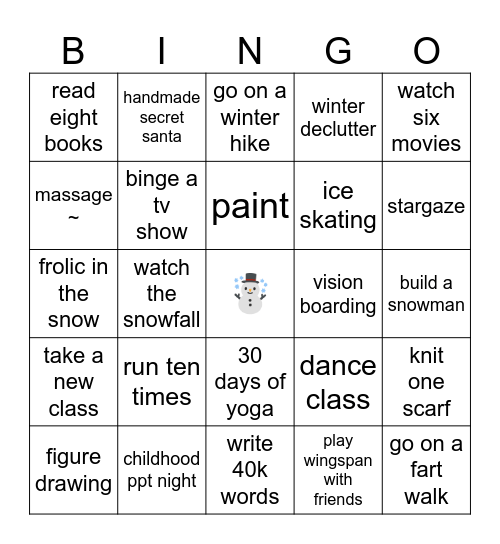 ❅ winter 2025 ❅ Bingo Card
